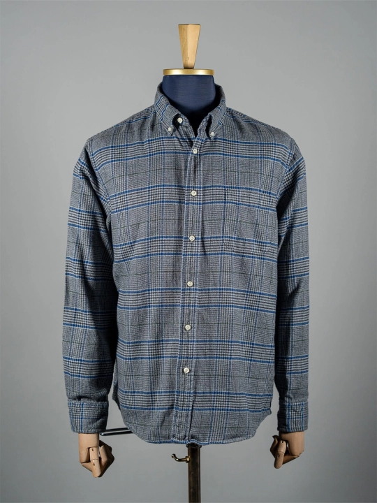 Flanelowa koszula bd w kratkę i z łatami na łokciach Land’s End r. XL