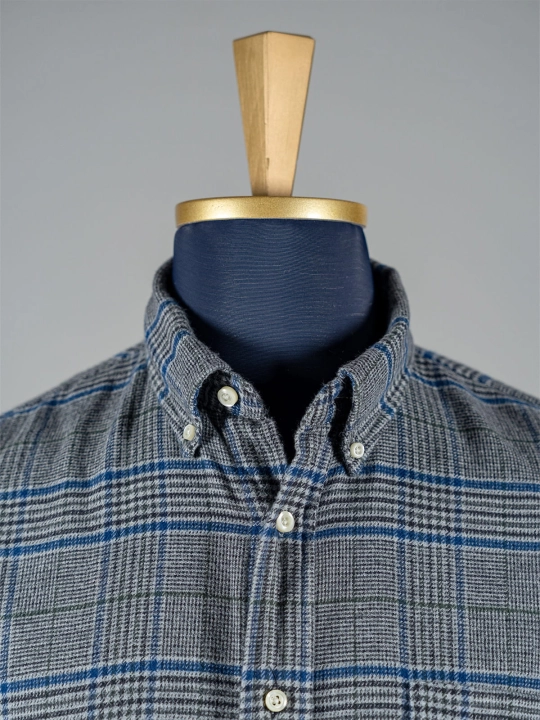 Flanelowa koszula bd w kratkę i z łatami na łokciach Land’s End r. XL