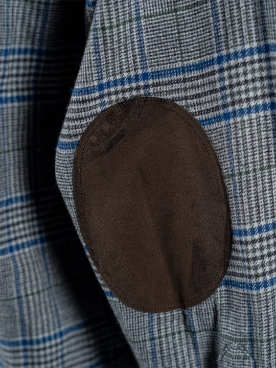 Flanelowa koszula bd w kratkę i z łatami na łokciach Land’s End r. XL