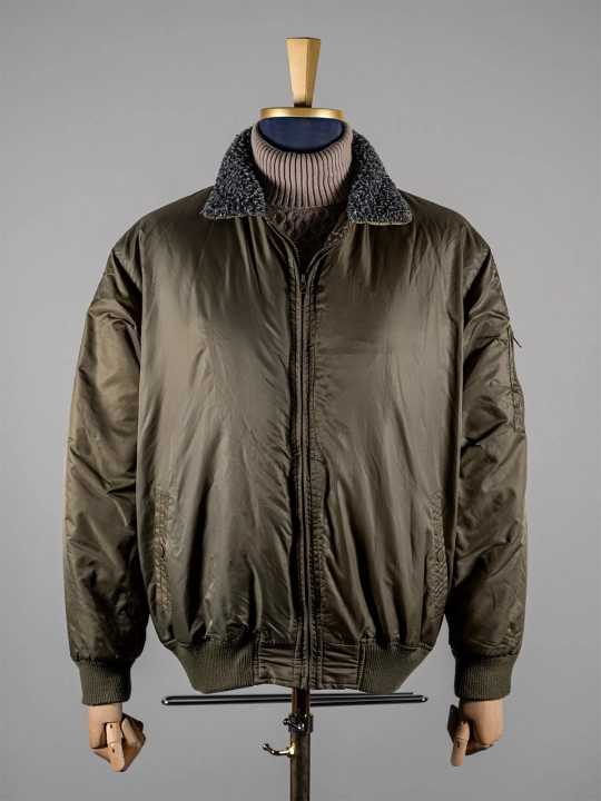 Militarna kurtka bomber z kożuchowym kołnierzem vintage r. XL