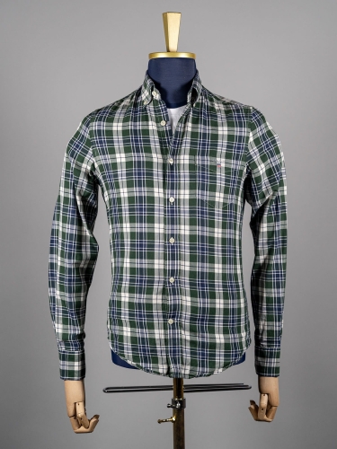 Flanelowa ciemnozielona koszula BD w kratkę Gant r. S