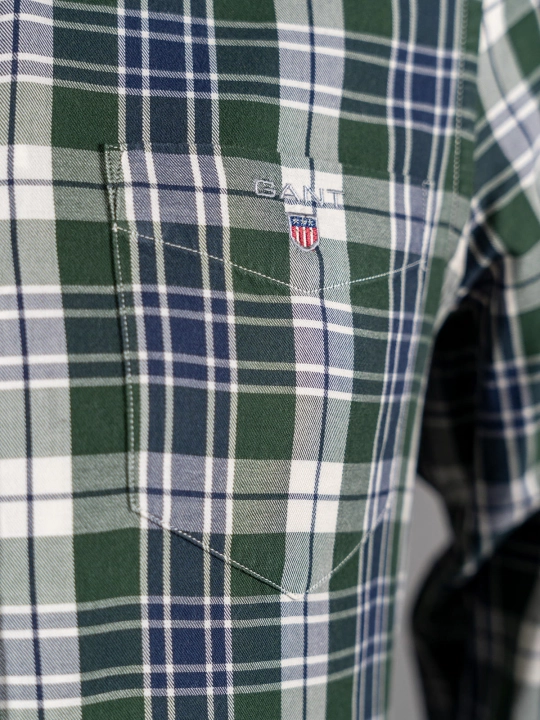 Flanelowa ciemnozielona koszula BD w kratkę Gant r. S