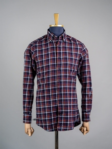 Willsoor granatowo-brązowa kraciasta koszula męska bd z wełną r. M