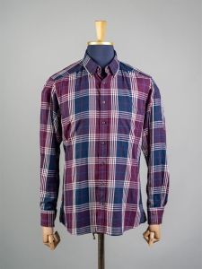 Maerz fioletowa koszula męska w tartanową kratę z domieszką wełny r. 41/42  L