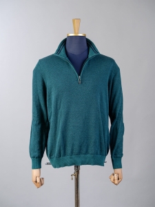 Walbusch ciemnozielony bawełniany sweter męski halfzip r. L