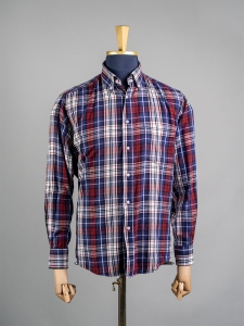 Rover&Lakes Granatowo-biało-bordowa koszula z kołnierzykiem button down r. L short