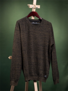 KRS CRW. zielonogranatowy sweter męski crewneck z fakturą r. XXL