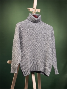 Moss szary fakturowany golf męski z wełny merino r. S short