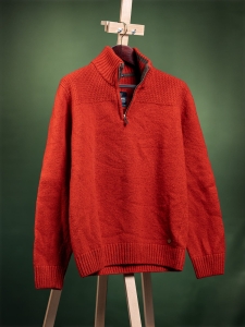 Team Moore ceglany wełniany półgolf zip-up męski r. L