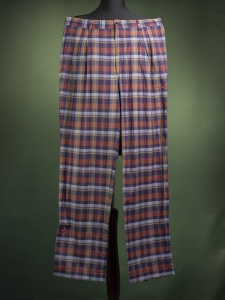 Sir Bonser klasyczne spodnie męskie w bladą tartanową kratę r. 50 long