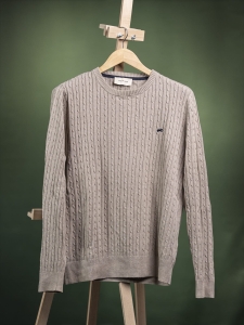 Moods of Norway kremowy warkoczowy sweter męski z kaszmirem r. L