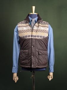 Modern Amusement brązowa kamizelka ocieplana z motywem fair isle r. M