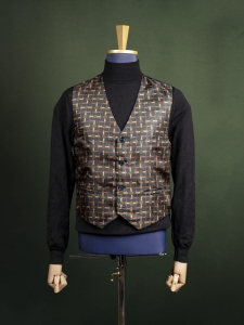 Le Cravatte zielona jedwabna kamizelka męska w medaliony r. 52 / L