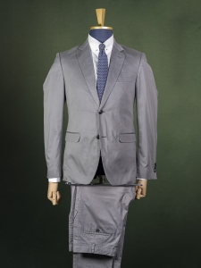 Emilio Adani jasnoszary bawełniany garnitur męski z błękitną podszewką r. 50 slim fit