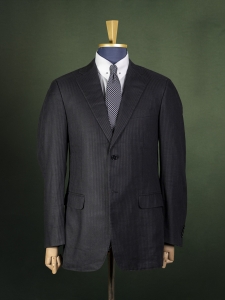 Canali antracytowa bawełniano-lniana marynarka w cienkie paski r. 52