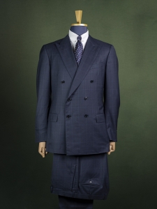 Ermenegildo Zegna granatowy dwurzędowy garnitur męski z wełny i jedwabiu r. 54 long