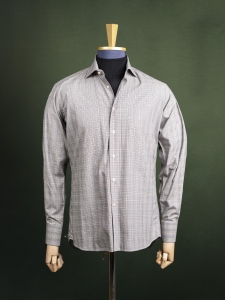 Suitsupply szara koszula męska z egipskiej bawełny w szaro-brązową kratkę POW r. 39