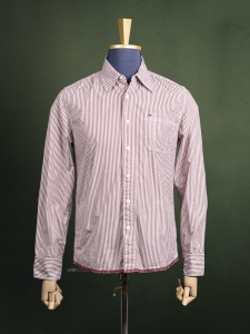 Tommy Hilfiger Denim czerwona koszula w paski z kołnierzykiem kent r. M