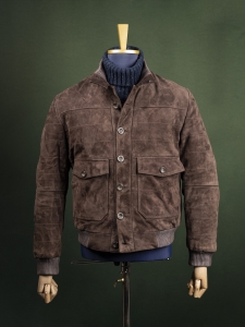 Trapper czekoladowa nubukowa kurtka męska bomber r. M