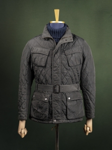 Massimo Dutti oliwkowa pikowana kurtka z pasem r. M