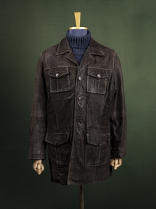 Yannick czekoladowa nubukowa męska kurtka w stylu safari r. XL