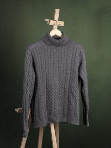 Bytom szary golf męski ze splotem warkoczowym r. M