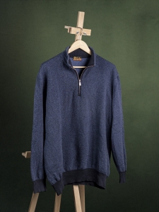 Loro Piana luksusowy granatowy męski sweter quarter zip r. 54