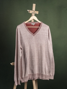 Royal Class różowy męski sweter z dekoltem w serek r. XL