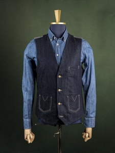 Bershka granatowa denimowa kamizelka z trzema kieszonkami r. L