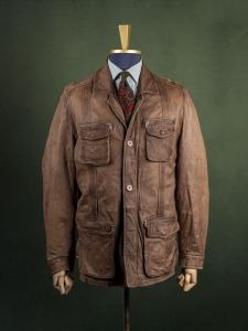 Leatherman brązowa skórzana kurtka z nakładanymi kieszeniami r. 50