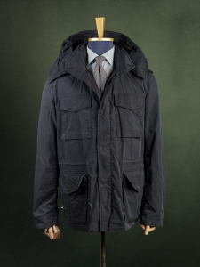 Paul Rosen czarna kurtka przeciwdeszczowa z kapturem i naszywanymi kieszeniami r. XXL