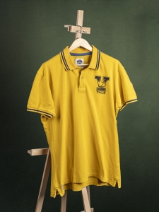 Yale żółta polówka męska z granatowym emblematem r. XXL