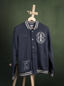 Superdry granatowa męska bluza college z emblematami r. L