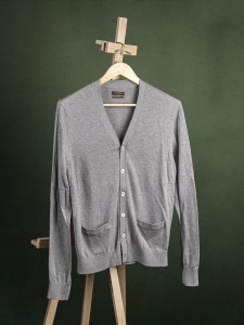 Gutteridge szary męski kardigan z jedwabiem i kaszmirem r. S