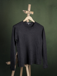 John Varvatos ciemnoszary męski longsleeve jedwabno kaszmirowy r. XS short