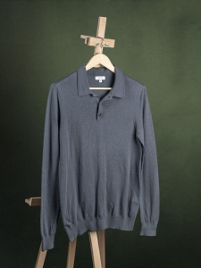 Reiss szałwiowy męski sweter polo wełniany r. S