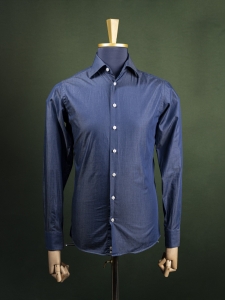 Miler granatowa denimowa koszula z kontrastowymi guzikami r. 38