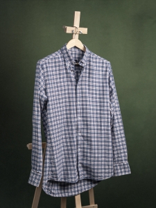 Tailor Store niebieska flanelowa koszula męska BD w czerwoną kratę r. L