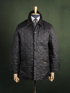 Barbour granatowa kurtka pikowana husky z kontrastowym sztruksowym kołnierzem r. S