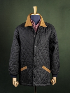 Great White Eagles czarna męska kurtka pikowana husky z beżowym sztruksowym kołnierzem r. L