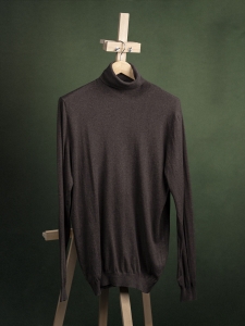 Massimo Dutti brązowy golf z bawełny, jedwabiu i kaszmiru r. L