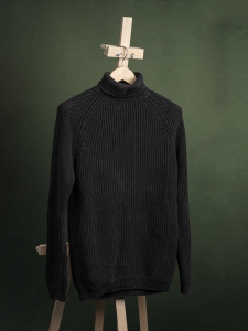 Zara czarny żebrowany golf z bawełny r. S Long