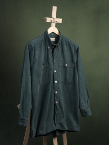 Emilio Adani zielona sztruksowa koszula męska BD z kieszonkami r. M