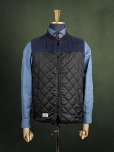 Jack & Jones granatowa kamizelka pikowana ze sztruksową wstawką r. L