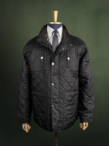 J. Witt czarna męska kurtka pikowana z pionowymi kieszeniami r. 56