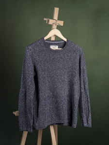 Tom Tailor granatowy sweter męski z białymi przeszyciami r. L