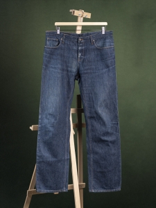 Gucci granatowe męskie jeansy z rozporkiem na guziki r. 52