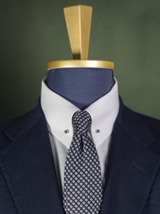 Canali luksusowy krawat Made in Italy granatowy w srebrne kwiatki