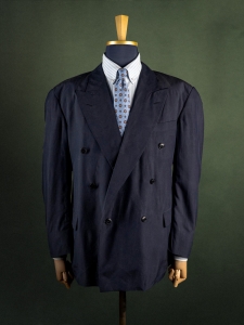 Granatowa męska marynarka dwurzędowa z jedwabiu true vintage r. XXL