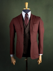 SuitSupply bordowa flanelowa marynarka sportowa męska r. 46